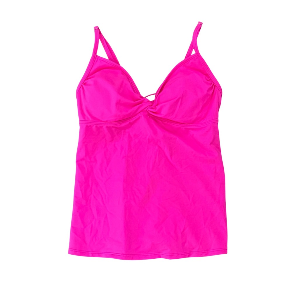 Athleta Womens Pink Aqualuxe Twist Front Tankini Swim Top Size S Lace Up Back